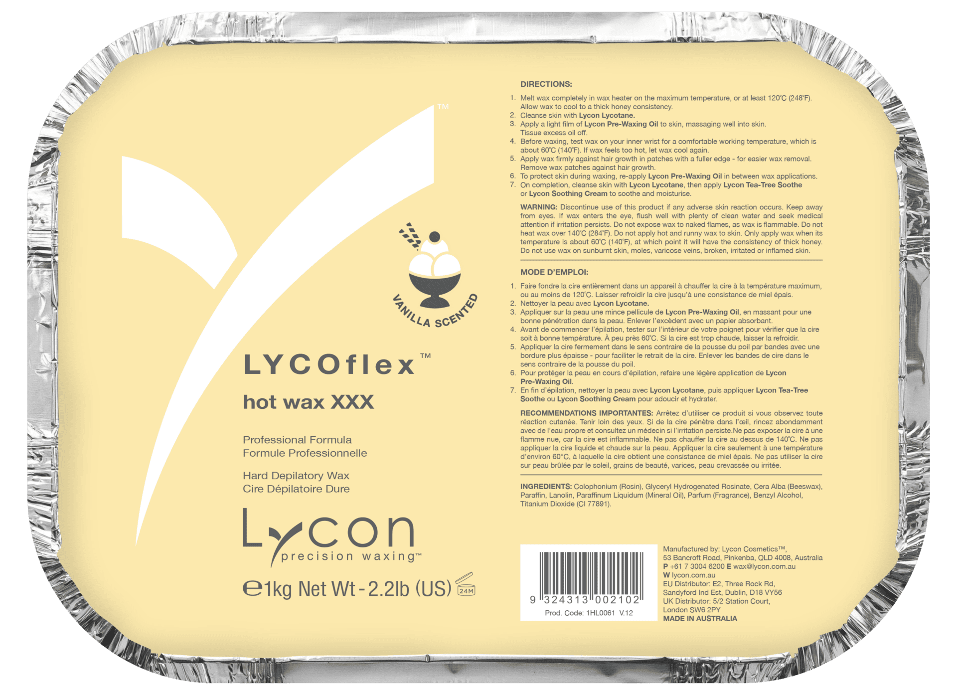 LYCOflex Vanilla Hot Wax 1KG